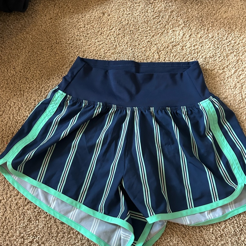 DSG Navy and Mint Striped Athletic Shorts